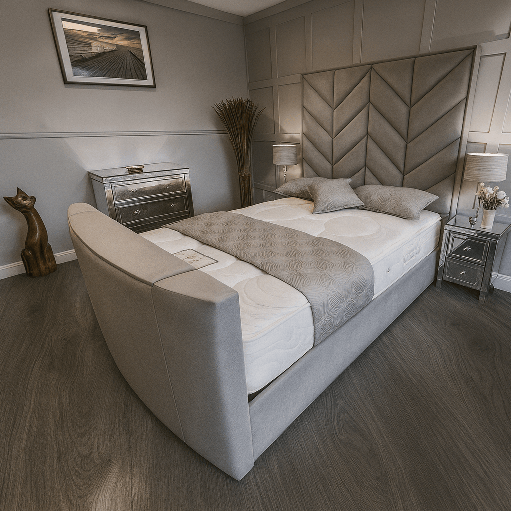 Chevron TV Bed – Custom Luxury Bed | Custom Bed Co