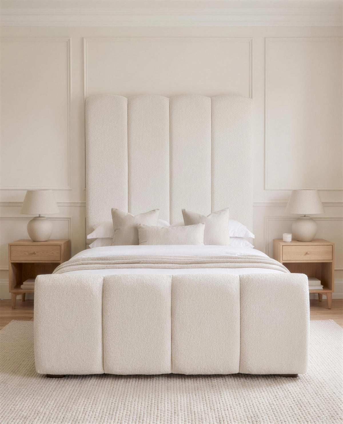 Cascade Paneled Luxury Bed, straight-on front view