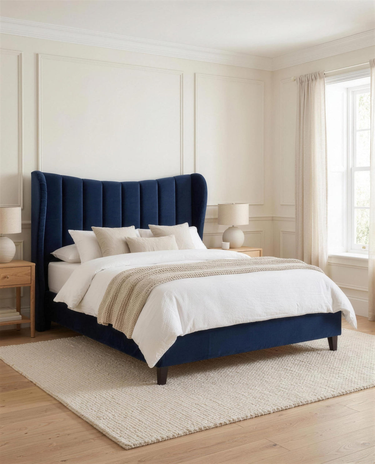 Colorado Luxury Bed, three-quarter view in a bright bedroom – Custom Luxury Bed | Custom Bed Co