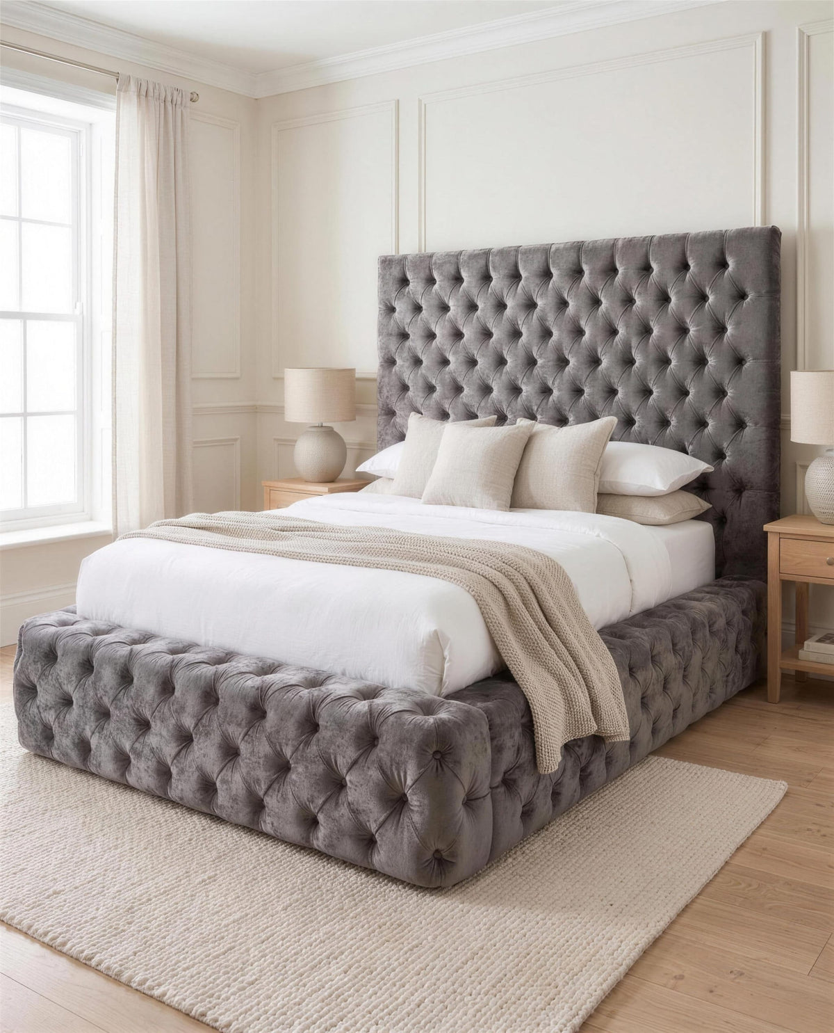 Mayfair Luxury Buttoned Luxury Bed – detail view | Custom Bed Co