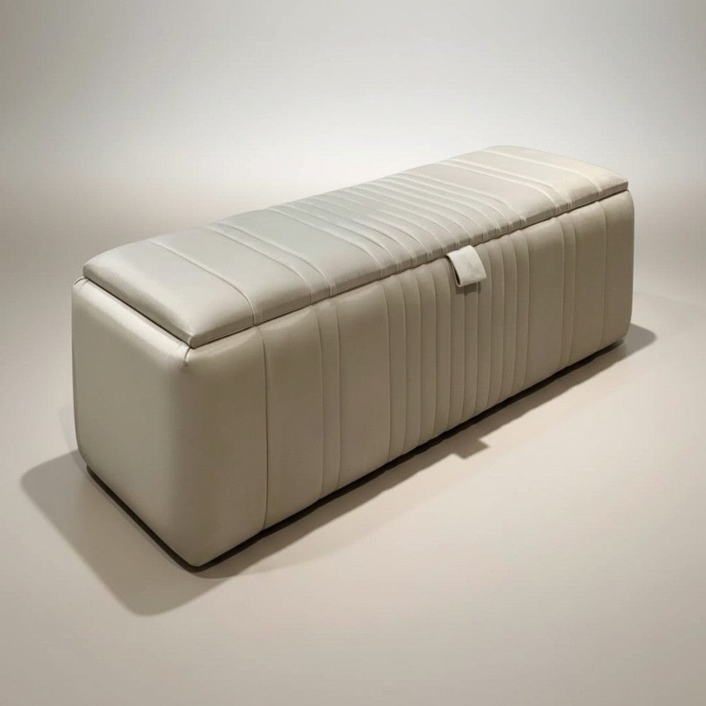 Zen ivory fluted storage ottoman – Custom Luxury Bed | Custom Bed Co