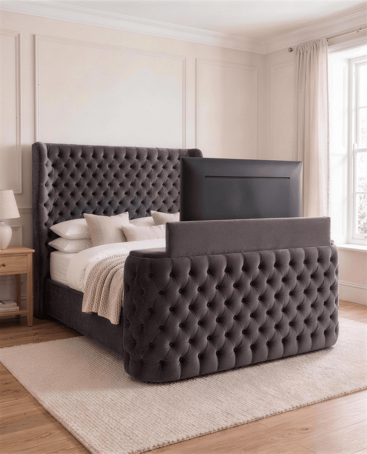 Aiyla TV Bed with TV raised
