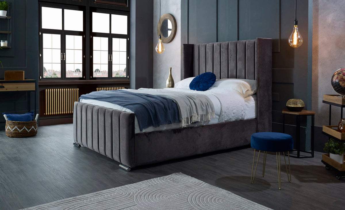 Arizona Modern Upholstered Luxury Bed | Custom Winged Bed Frame USA ...
