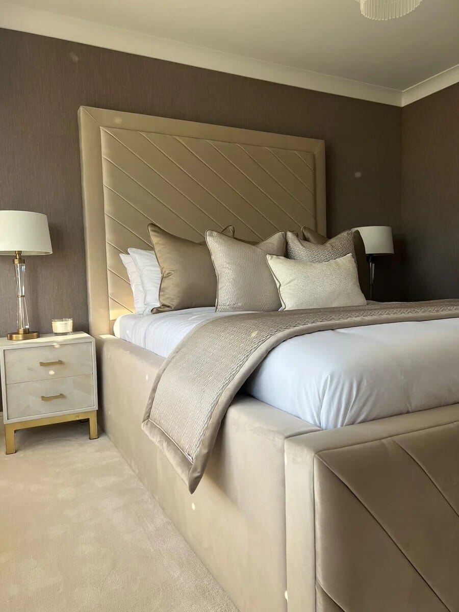 Hermes Wall Headboard Upholstered Panels – detail view | Custom Bed Co