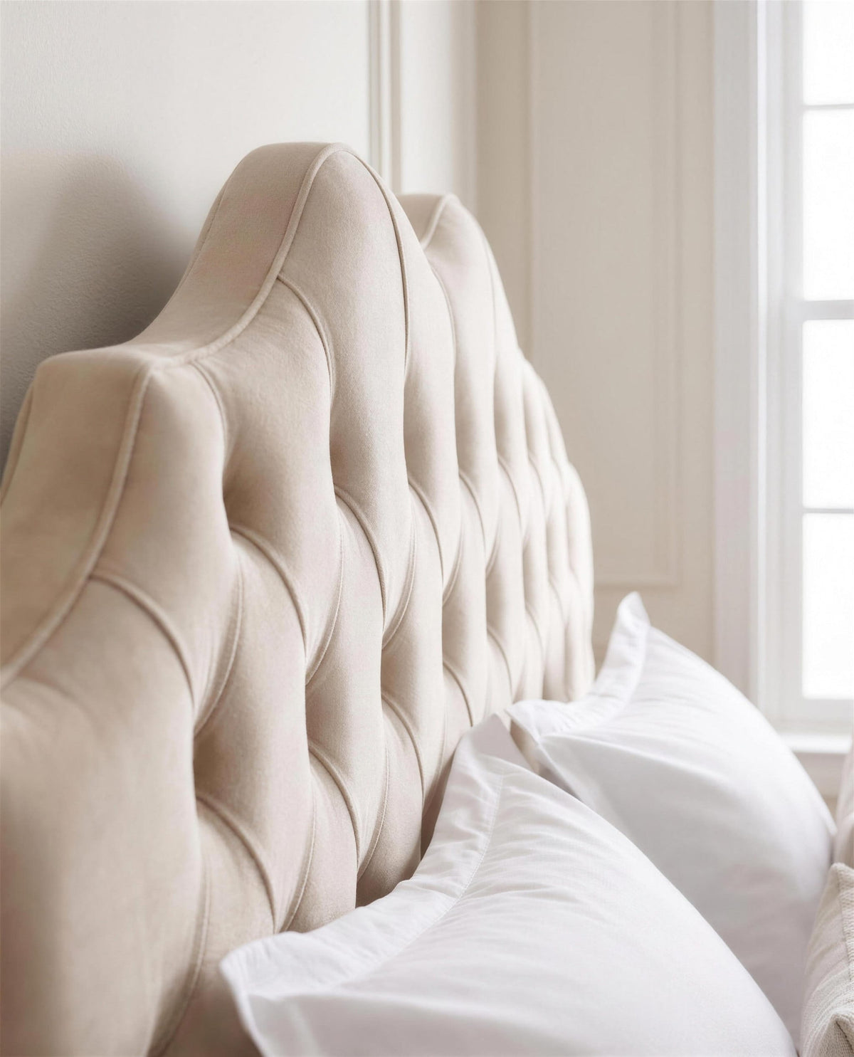 Majestic Luxury Bed, close-up of the upholstery detail
