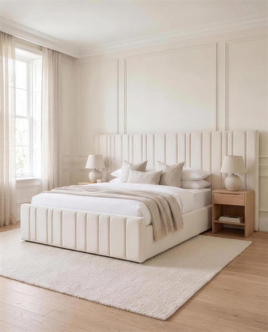 Milan Luxury Bed, angled side view