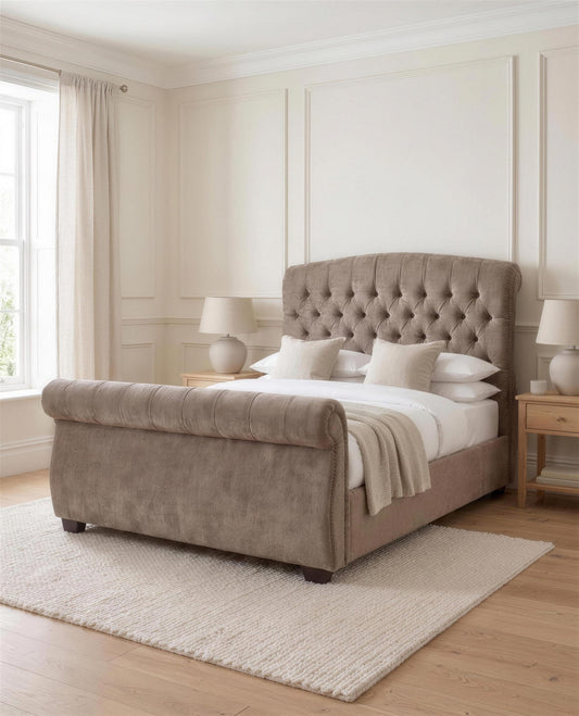 Boutique Luxury Bed, angled side view