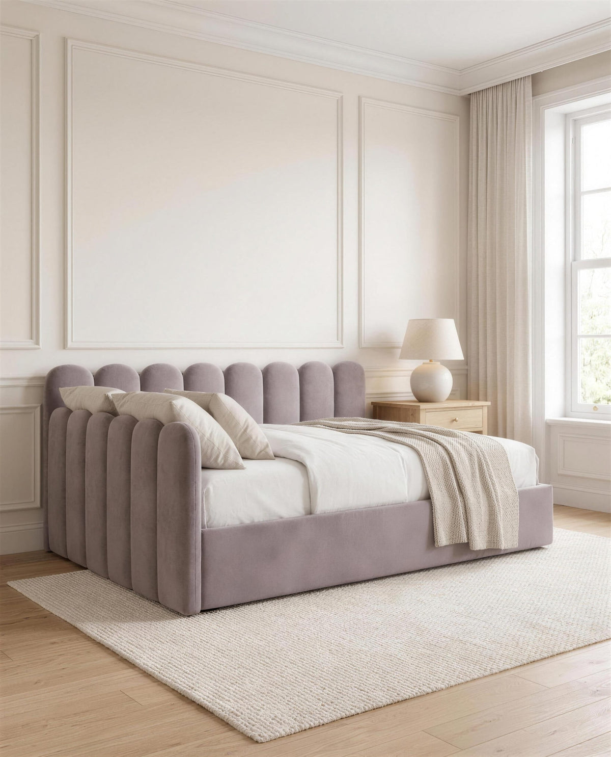 Grandeur Grace Day Bed, three-quarter view in a bright bedroom
