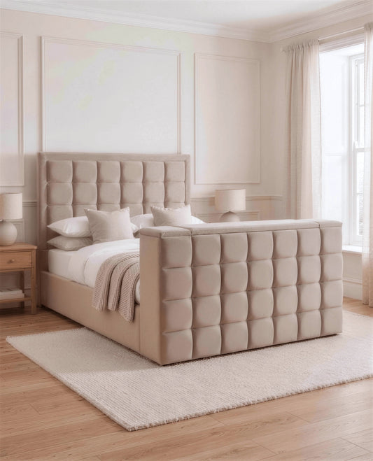 Devon TV Bed with padded square footboard