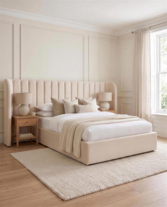 Grantley Luxury Bed, three-quarter view in a bright bedroom