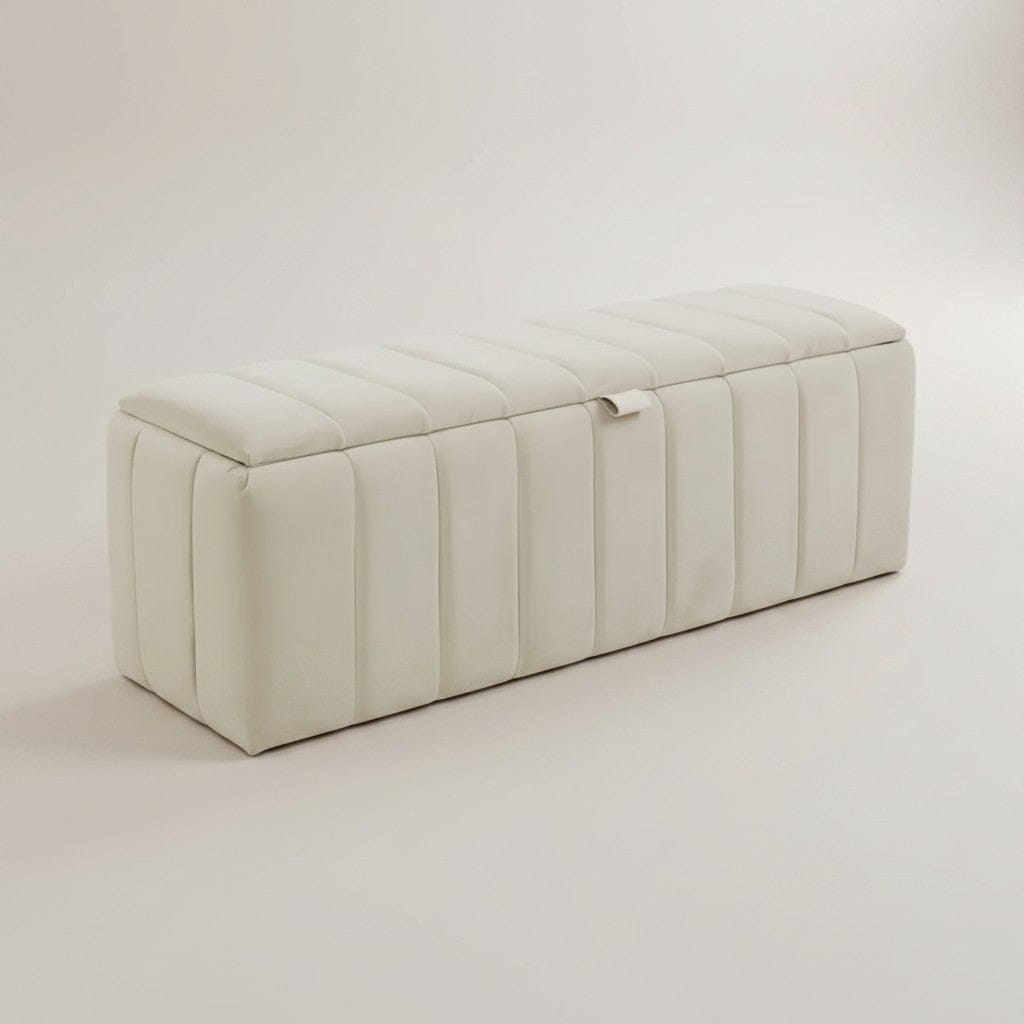 Avery ivory fluted storage ottoman – Custom Luxury Bed | Custom Bed Co