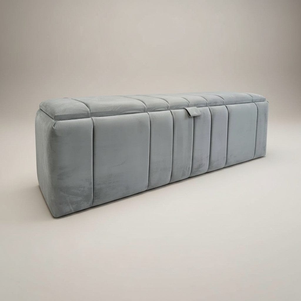 Bellagio dove-grey fluted storage ottoman – Custom Luxury Bed | Custom Bed Co