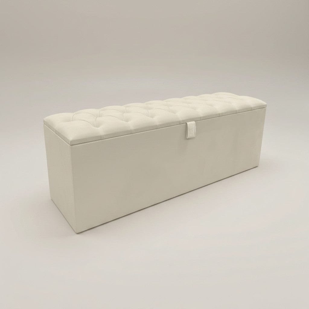 Luxury ivory diamond-tufted storage ottoman – Custom Luxury Bed | Custom Bed Co