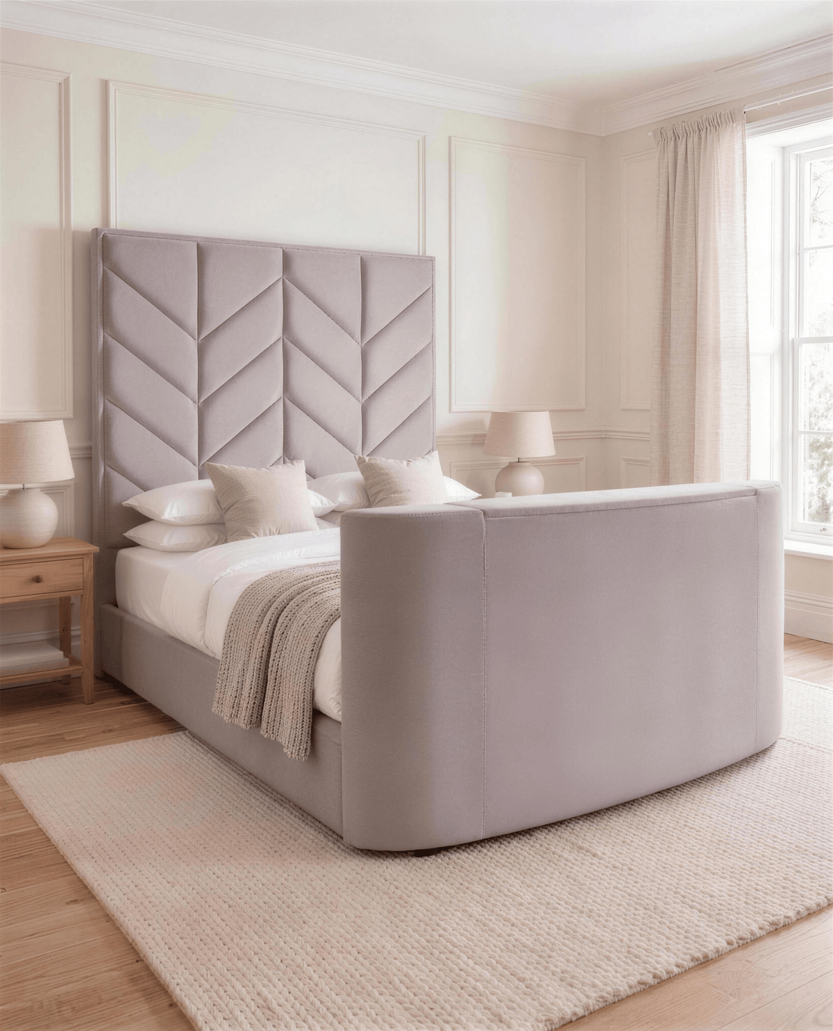 Chevron TV Bed – detail view | Custom Bed Co